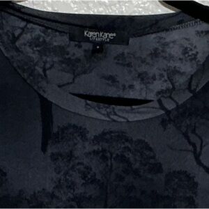 Karen Kane Midnight Black Tree Pattern Top